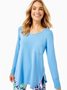 Lilly Pulitzer Sky Blue Long-Sleeve Pocket Tunic